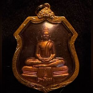 Gold and Brown Buddha Pendant